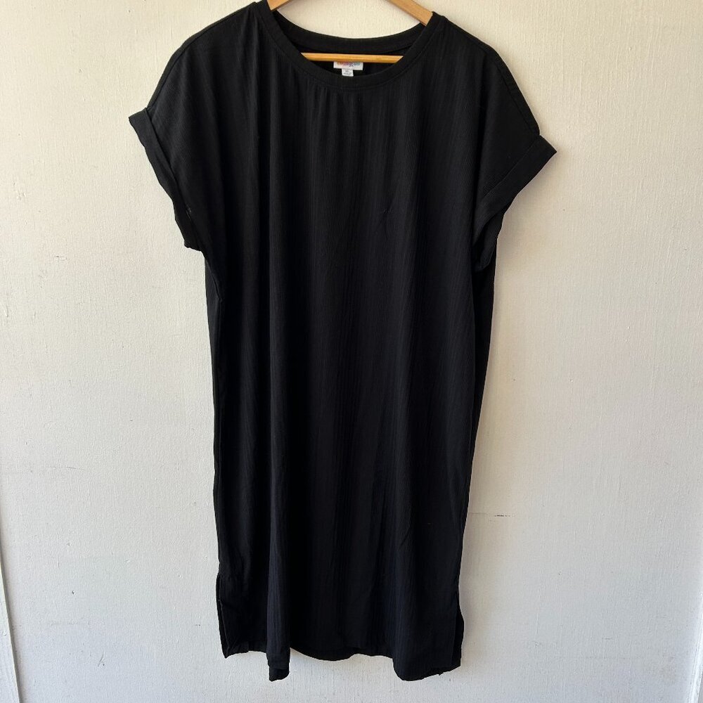 Lularoe Boxy Shift Dress Womens Large Black Short Sleeve Minimalist